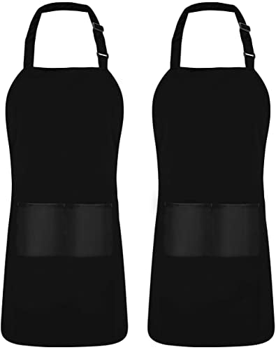 Utopia Kitchen 2 Pack Bib Apron, Adjustable with 2 Pockets, Water and Oil Resistant, Cooking Kitchen Chef Apron for Women Men