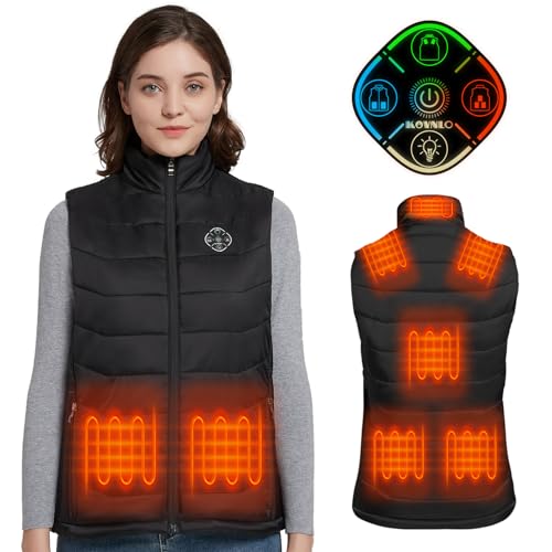 KOVNLO Womens Heated Vest, 4 in 1 Smart Controller, Lights-out Design, –
