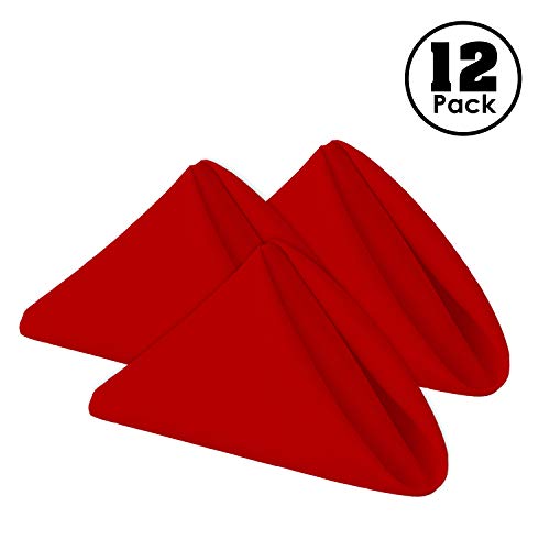 Gee Di Moda Cloth Napkins - 17 x 17 Inch Red Dinner Napkins - Set of 12 Soft & Absorbent Washable Fabric Cloth Table Napkins with Hemmed Edges for Hotel Restaurant, Holiday Parties & Wedding