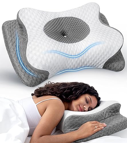 Ultra Pain Relief Cooling Pillow for Neck Support, Adjustable Cervical  Pillow Cozy Sleeping, Odorless Ergonomic Contour Memory Foam Pillows