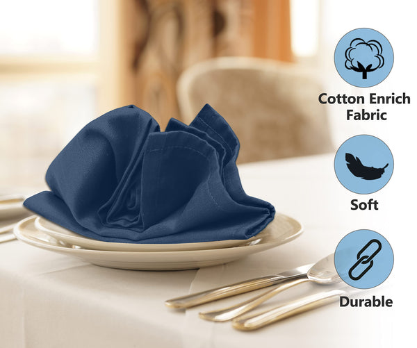 Ruvanti Cloth Napkins Set of 12, 18x18 Inches Napkins Cloth Washable, Soft, Durable, Absorbent, Cotton Blend. Table Dinner Napkins Cloth for Hotel, Lunch, Restaurant, Weddings, Parties - Navy Blue