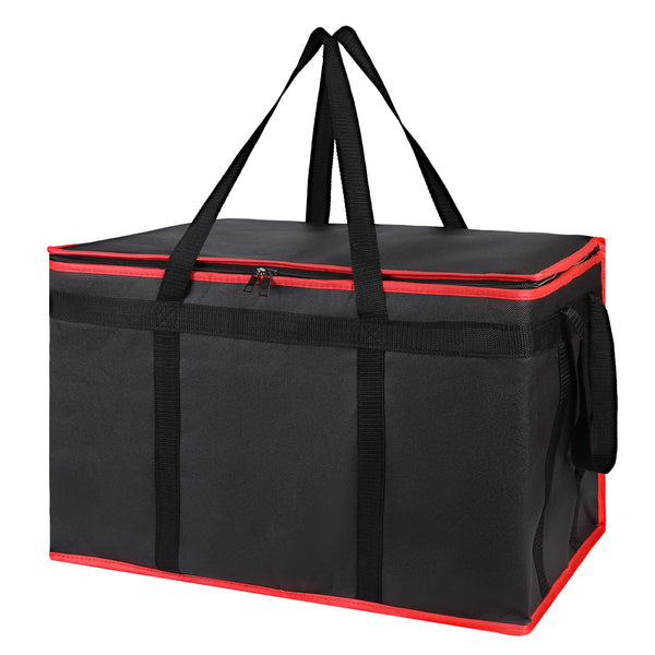 Bodaon Insulated Food Delivery Bag for Hot and Cold Meal, XXX-Large Grocery Tote Insulation Bag for Catering/Doordash, Pizza Warmer, Grocery Bags, Cooler Bag, food warmers for parties (Black-Red, 1Pk)