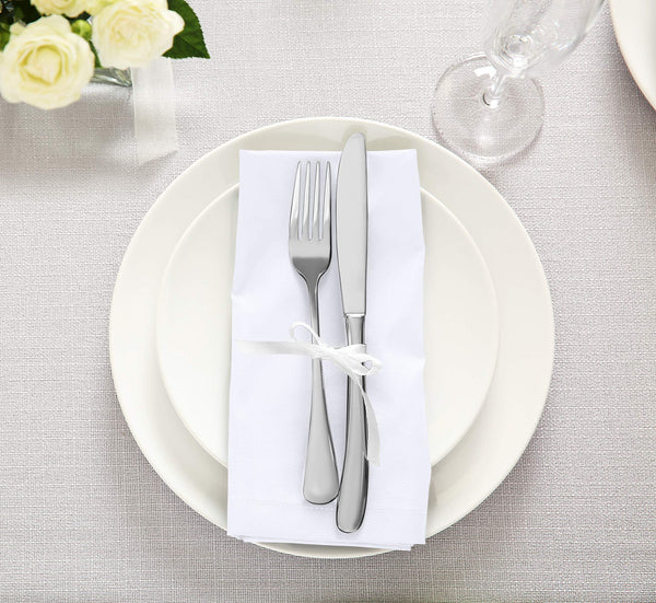 Utopia Kitchen White Cloth Napkins [12 Pack, 18x18 Inch] Cotton Blend Washable and Reusable Table Dinner Napkins for Hotel, Lunch, Restaurant, Weddings, Event and Parties