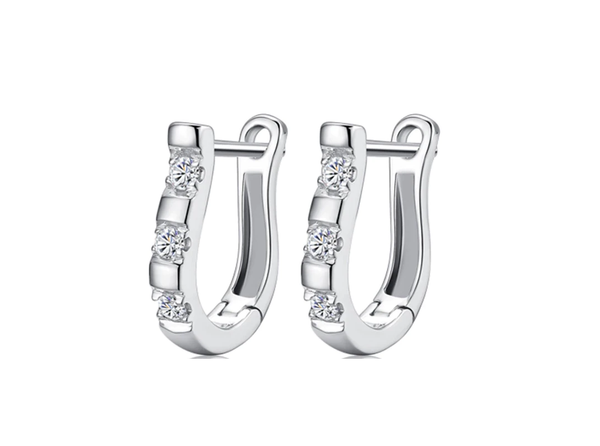 Horseshoe Earrings Rhinestone in Sterling Silver