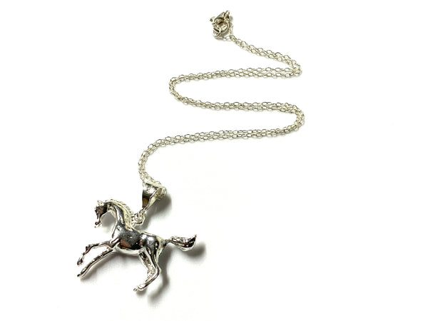 Horse Equine Pendant Necklace in Solid Sterling 925 Silver