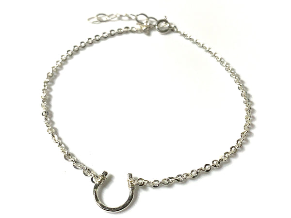 Horseshoe Bracelet - Hammered in Sterling .925 Silver