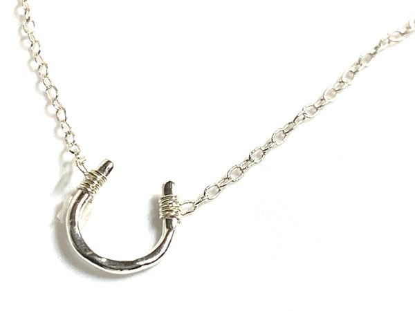 Small Horseshoe Necklace - Hammered in Sterling .925 Silver