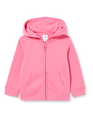Amazon Essentials Girls' Fleece Zip-Up Hoodie Sweatshirt, Bright Pink, Small
