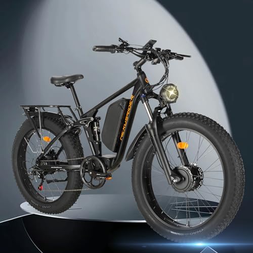 Handsider Electric Bike for Adults, RWD/AWD 2000W Dual Motor Electric Bicycles, 48V 21Ah 7 Speed 35MPH Full Suspension ebike, Front and Rear HDB, 26 * 4.0” Fat Tire ebikes for Adult