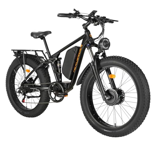 Handsider Electric Bike for Adults, RWD/AWD 2000W Dual Motor Electric Bicycles, 48V 21Ah 7 Speed 35MPH Full Suspension ebike, Front and Rear HDB, 26 * 4.0” Fat Tire ebikes for Adult