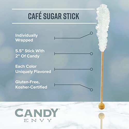 Candy Envy 100 ct Green Cafe Sugar Sticks Rock Candy Individually