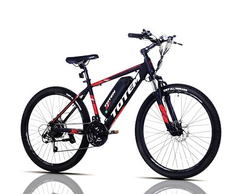 Totem Electric Bike for Adults 26”, Mountain Ebike 350W Motor, 20MPH Victor 2.0 Ebike with 36V 10.4Ah Removable Battery, E-MTB with 21 Speed Gears, Upgraded Adjustable stem, UL2849 Certified-Black