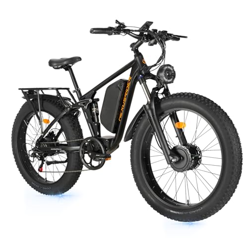 Handsider Electric Bike for Adults, RWD/AWD 2000W Dual Motor Electric Bicycles, 48V 21Ah 7 Speed 35MPH Full Suspension ebike, Front and Rear HDB, 26 * 4.0” Fat Tire ebikes for Adult