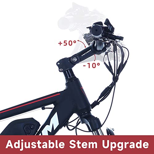 Totem Electric Bike for Adults 26”, Mountain Ebike 350W Motor, 20MPH Victor 2.0 Ebike with 36V 10.4Ah Removable Battery, E-MTB with 21 Speed Gears, Upgraded Adjustable stem, UL2849 Certified-Black