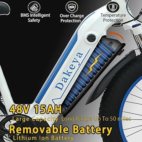 Dakeya Da08 Electric Bike for AdultsTerrains,1000W Brushless Motor EBike,48V 15AH Removable Battery,UP to 50 Miles,26" x 4.0 Fat Tire,7-Speed Gear,31MPH, LCD Digital Display,for All Terrains