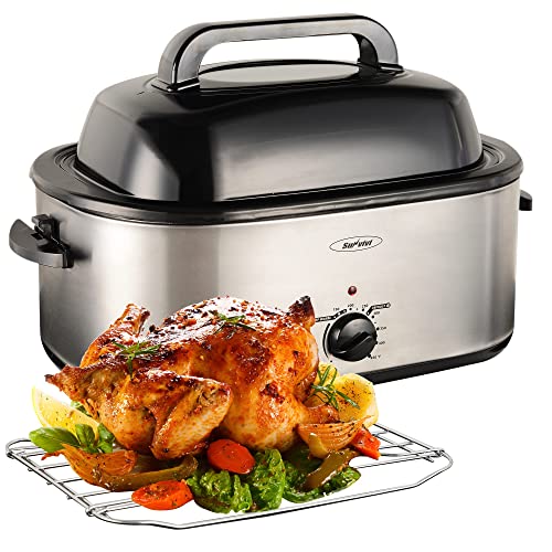 26 Quart Electric Roaster Oven, Turkey Roaster with Viewing Lid, Large