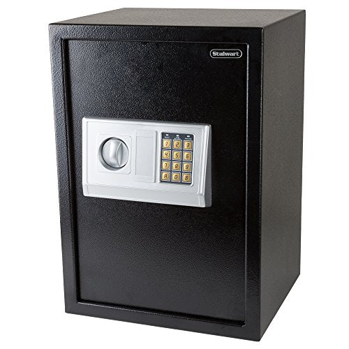 Digital Safe - Electronic Steel Safe with Keypad and Manual Override Keys - Protect Money, Jewelry, Passports - For Home, Business by Stalwart (Black)