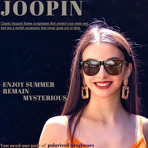 Joopin Square Polarized Sunglasses Retro Designer Sun Glasses Trendy Square Shades for Men Women UV400 Shady Rays Sunnies (Tortoise Brown)