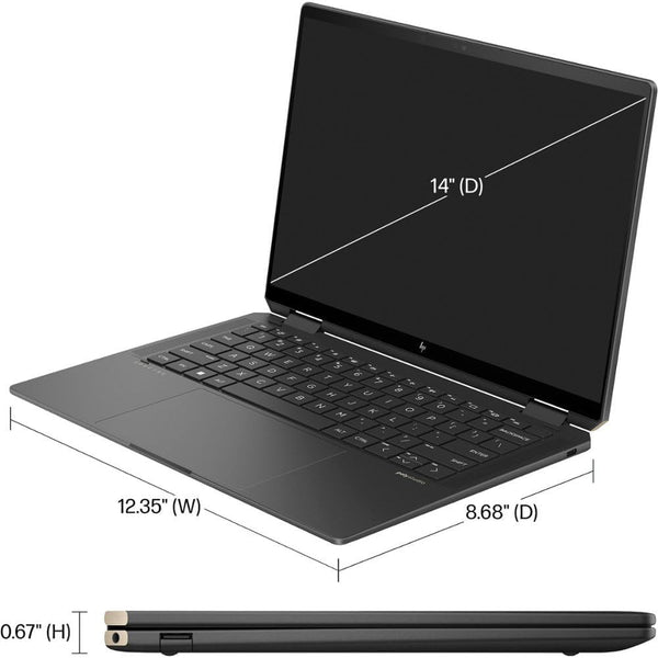 HP Spectre 2-in-1 Touchscreen Laptop - 14" 2.8K OLED, Intel 16-core Ultra 7 155H, 16GB DDR5, 1TB SSD, Intel Arc GPU, Backlit Keyboard, Windows 11 Pro, with Microsoft Office Lifetime License & Mouse