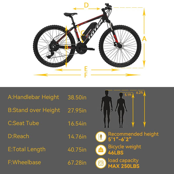 Totem Electric Bike for Adults 26”, Mountain Ebike 350W Motor, 20MPH Victor 2.0 Ebike with 36V 10.4Ah Removable Battery, E-MTB with 21 Speed Gears, Upgraded Adjustable stem, UL2849 Certified-Black