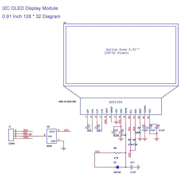 HiLetgo 0.91" IIC I2C Serial OLED LCD Display SSD1306 128x32 3.3V/5V AVR PIC for Arduino STM32