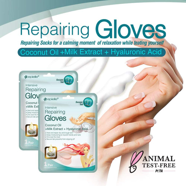 Epielle Intensive Repairing Hand Masks (Gloves-6pk) for Dry Hands Spa Masks Hand cream & lotion | Coconut Oil + Milk Extract + Hyaluronic Acid, Thanksgiving Gift Stocking Stuffer