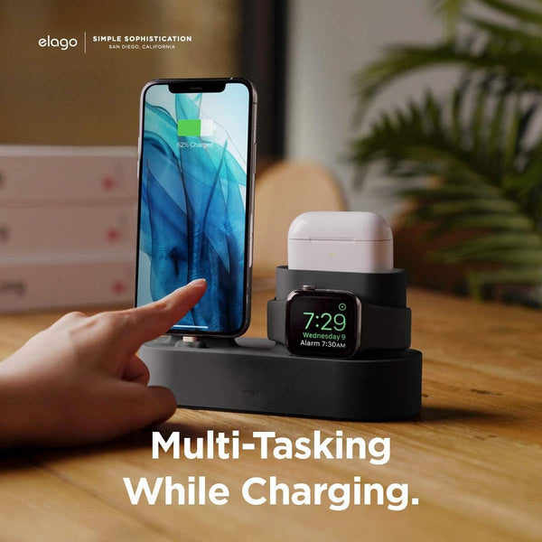 elago 3 in 1 Charging Station Compatible with Apple Products, Apple Watch Series 9/8/7/6/SE/5/4/3/2/1/SE, Apple AirPods Pro 2/1, AirPods 3/2/1 and All iPhone Models [Original Cables Required]