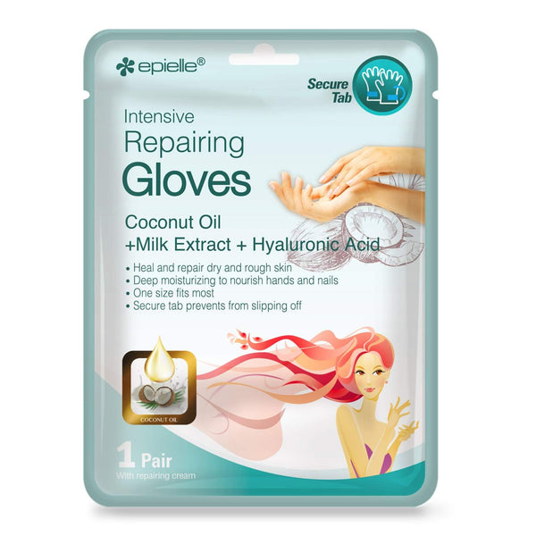Epielle Intensive Repairing Hand Masks (Gloves-6pk) for Dry Hands Spa Masks Hand cream & lotion | Coconut Oil + Milk Extract + Hyaluronic Acid, Thanksgiving Gift Stocking Stuffer