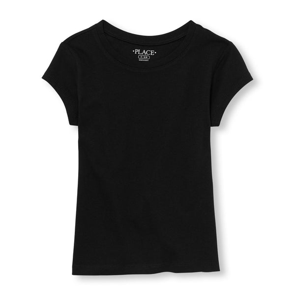 The Children's Place girls Uniform Basic Layering Tee Shirt, Black, 10 12 US