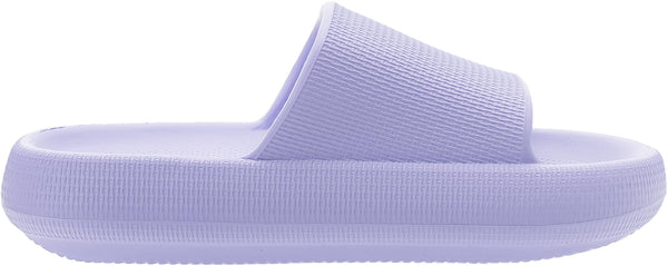 BRONAX Slides for Women Lavender Pillow Slippers Summer House Home Shoes for Ladies Female Sandals Non-Slip Size 7Comfy Cushioned Thick Sole 37-38 Light Purple