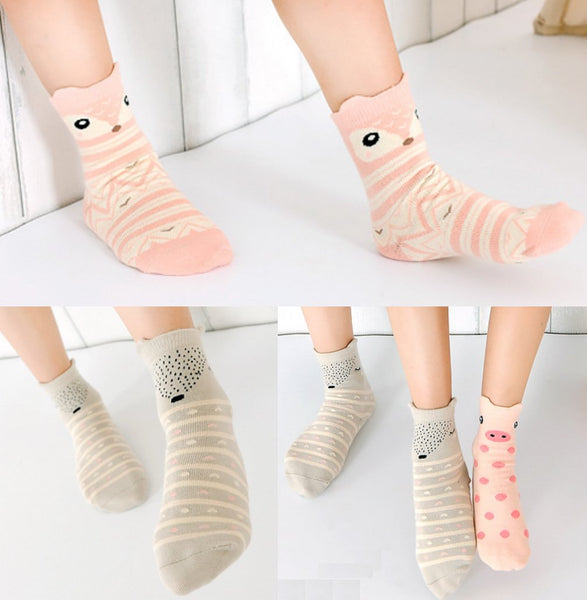 Hzcojulo Kids Toddler Big Little Girls Fashion Cotton Crew Cute Socks -5 Pairs Gift Set,Multicolor-BOV,Shoe size 13-3.5/L/7-10 Years