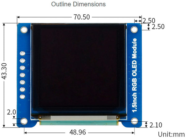 waveshare 1.5inch RGB OLED Display Module for Raspberry Pi/Jetson Nano/Arduino/STM32, 128x128 Pixels,16-bit High Color (65K Colors) SPI Interface