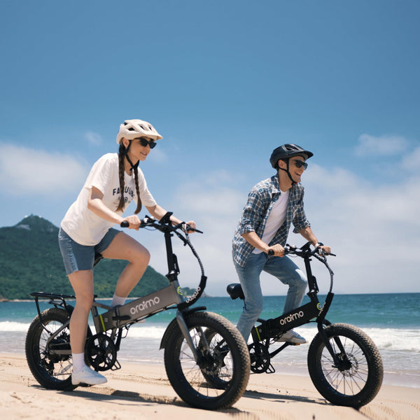 Oraimo 750W-1000W Electric Bike for Adults, 557Wh UL-Listed Hidden Battery Up to 45 Miles, 3A Fast Charge, 20" Fat Tire Folding E-Bike, Shimano 7 Speed, LCD Display, Optical Flare