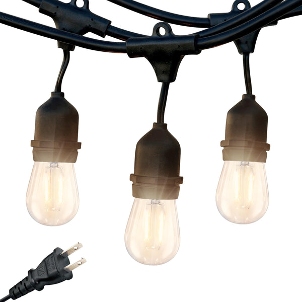 Brightech Ambience Pro - Waterproof LED Outdoor String Lights - Hanging, Dimmable 2W Vintage Edison Bulbs - 48 Ft Commercial Grade Patio Lights Create Cafe Ambience In Your Backyard