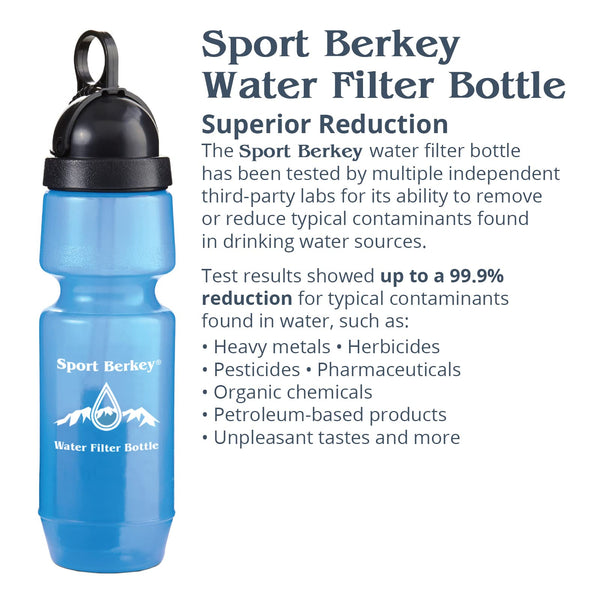 Go Berkey Water Filter Kit with 1 Qt. Berkey Gravity Fed Water Filter System, Berkey Sport Bottle and Black Berkey Primer