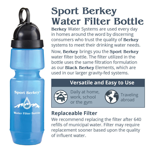 Go Berkey Water Filter Kit with 1 Qt. Berkey Gravity Fed Water Filter System, Berkey Sport Bottle and Black Berkey Primer