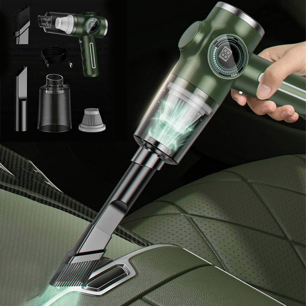 Portable Car Vacuum Cleaner, Handheld Vacuum High Power Cordless, Hand Vacuum 120W Rechargeable Easy to Clean Car Interior,Desktop,Sofa,Keyboard,Drawer (green)