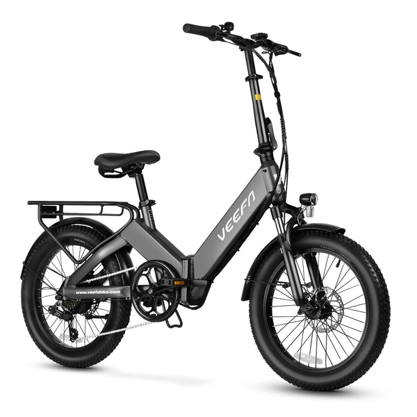 VEEFA F1 Electric bike for Adults, 500W Motor (Peak 750W) E bike with 10.4Ah Removable Battery, Folding Ebike 20MPH Max Speed& 60+ Miles Range, 5 Pedal-Assist Levels, UL 2849 Certified 7-Speed, Grey