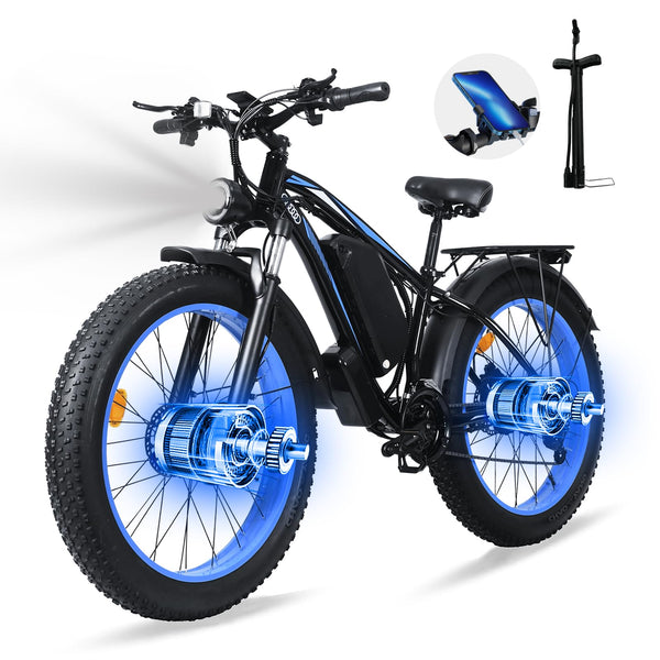 Ronson Electric Bike Adults,2000W Dual Motor Ebike,1000W 48V/23AH Removable Battery Ebike,26-Speed Electric Dirt Bike for Adults,26" x4.0 Fat Tire Electric Bike,E-Bike Passed UL&GCC Certification