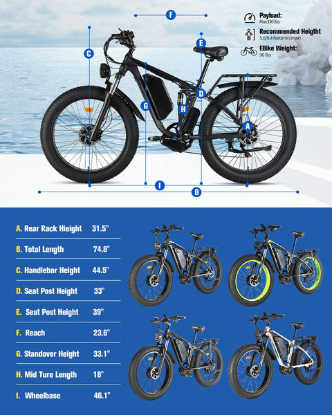 Electric Bike for Adults, Powerful 2000W Dual Motor 35 MPH 48V 22.4Ah 7 Speed AWD Ebike, Electric Mountain Bicycle with 26" Fat Tire MTB,Dual Hydraulic Full Suspension ebike V3 pro