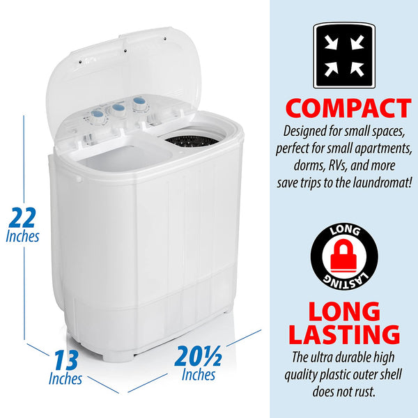 Deco Home Compact Washing Machine with Twin Tub for Wash and Spin Dry
