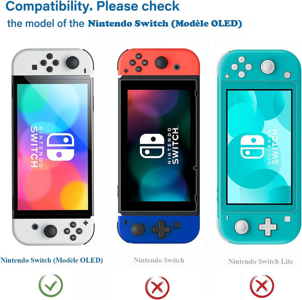 NEW'C 3 Pack Designed for Nintendo Switch (model OLED) Screen Protector Tempered Glass, Case Friendly Anti Scratch Bubble Free Ultra Resistant