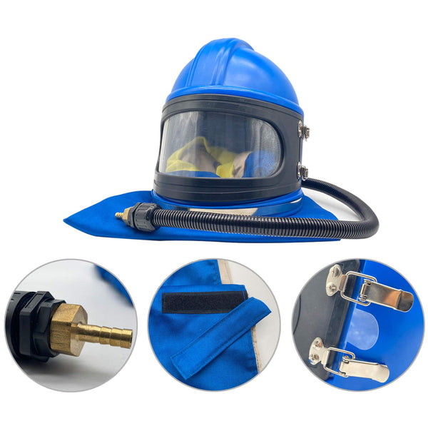 Sandblaster Helmet Safe Air Feed Sandblast Helmet with Shoulder Protec