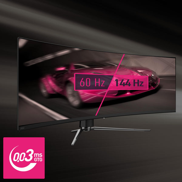 MSI MPG 491CQP QD-OLED, 49 Curved OLED Gaming Monitor, 5120 x 1440 (DQHD), OLED 0.03ms Response time, 144Hz, True Black HDR 400, HDMI, DP Port, USB Type C, Tilt, Height