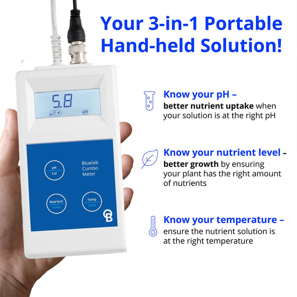 Bluelab Combo Meter for pH, Temperature & Conductivity in Water Easy
