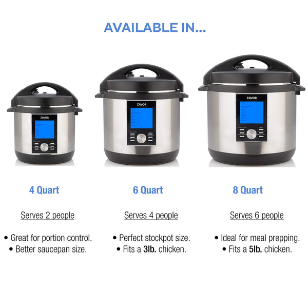 Zavor LUX LCD 8 Quart Programmable Electric Multi-Cooker: Pressure Cooker, Slow Cooker, Rice Cooker, Yogurt Maker, Steamer and More - Stainless Steel (ZSELL03)