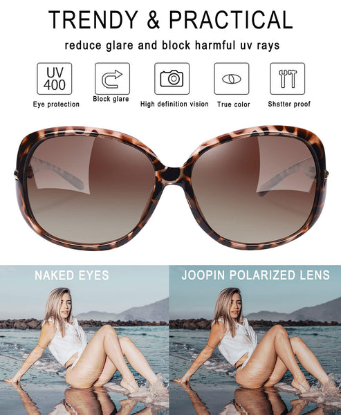 Joopin Oversized Leopard Sunglasses Large Tortoise Shades for Women Ladies Elegant Turtleshell Sun Glasses Polarized UV400 Shady Rays Sunnies