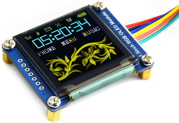 waveshare 1.5inch RGB OLED Display Module for Raspberry Pi/Jetson Nano/Arduino/STM32, 128x128 Pixels,16-bit High Color (65K Colors) SPI Interface