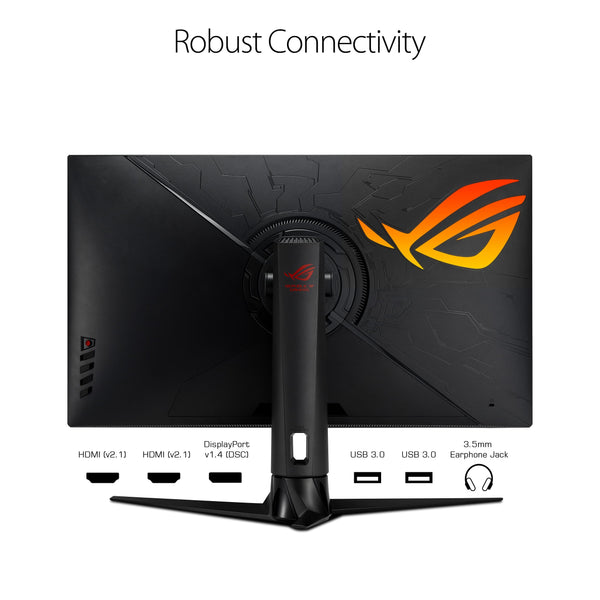 ASUS ROG Swift PG32UQR 32” 4K HDR 144Hz DSC HDMI 2.1 Gaming Monitor - UHD (3840 x 2160), IPS, 1ms, G-SYNC Compatible, Extreme Low Motion Blur Sync, Eye Care, DisplayPort, USB, DisplayHDR 600,BLACK