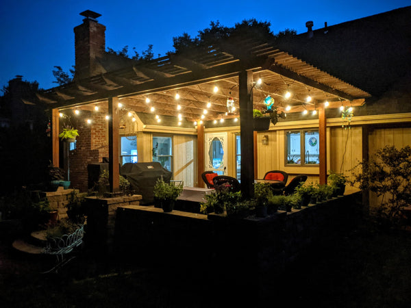 Brightech Ambience Pro - Waterproof LED Outdoor String Lights - Hanging, Dimmable 2W Vintage Edison Bulbs - 48 Ft Commercial Grade Patio Lights Create Cafe Ambience In Your Backyard